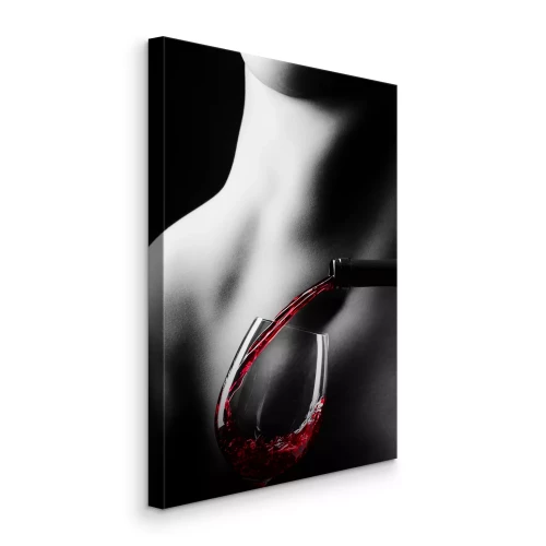 Tableau  Un corps de femme nue et un verre