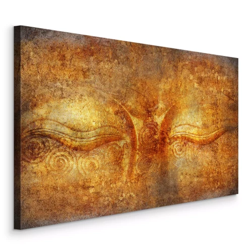 Tableau  Visage de Bouddha doré texturé avec détails