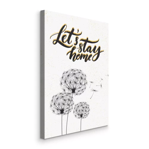 Tableau  Des pissenlits dessinés avec le message « Restons à la maison »