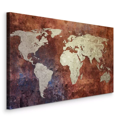 Tableau  Carte du monde vintage avec effet papier vieilli