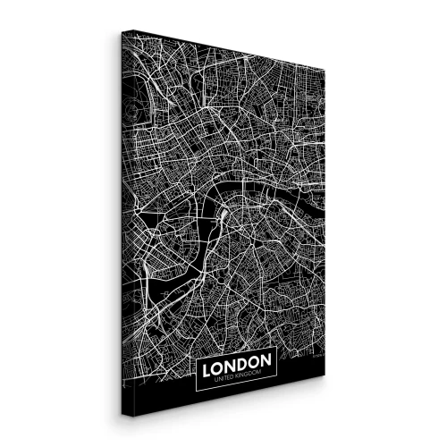 Tableau  Carte de ville en noir et blanc