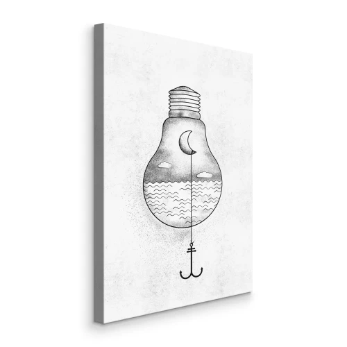 Tableau  Ampoule abstraite avec ancre et lune