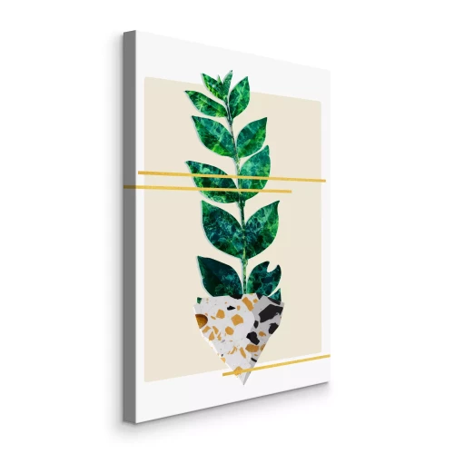 Tableau  Feuille ornée de formes et de lignes géométriques