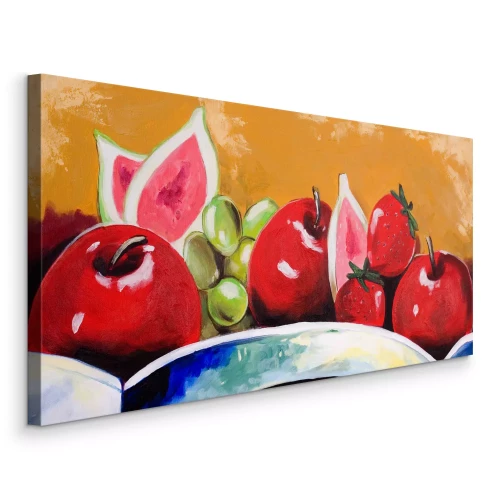 Tableau  Fruits sur fond jaune dans un style pictural