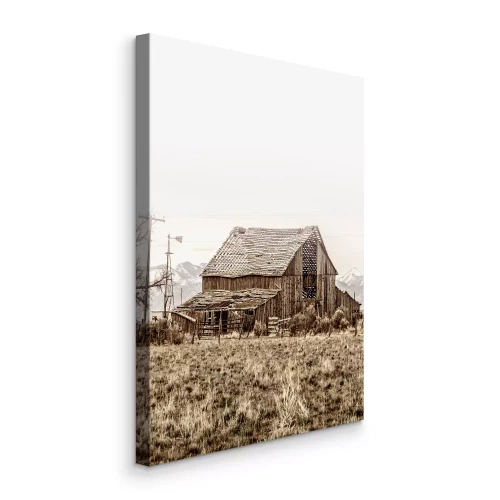 Tableau  Grange en bois abandonnée au milieu de nulle part