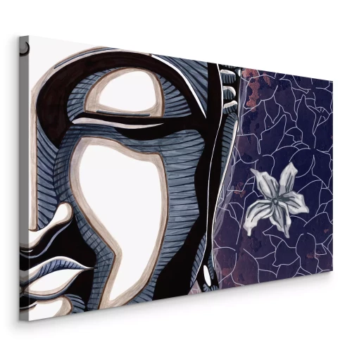 Tableau  Illustration du visage du Bouddha sur un fond floral