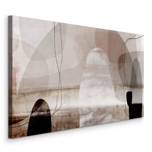 Tableau  Abstraction beige avec des formes et des lignes géométriques