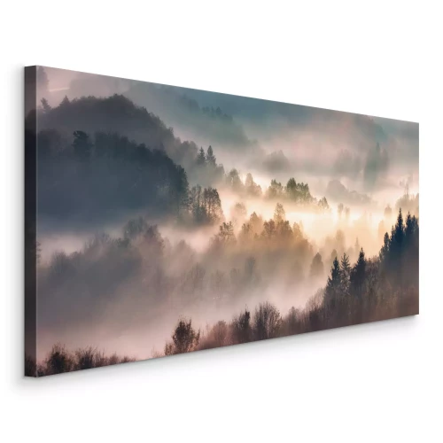 Tableau  Collines boisées dans le brouillard matinal