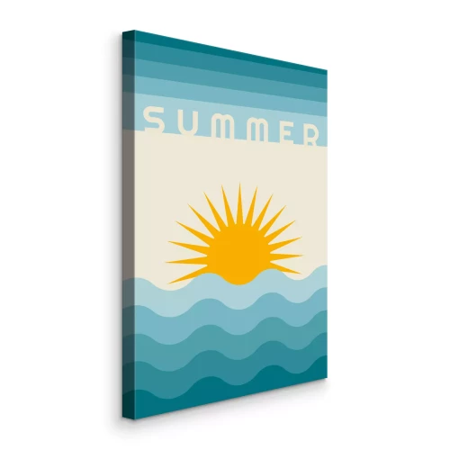 Tableau  Lever de soleil graphique de style rétro sur la mer