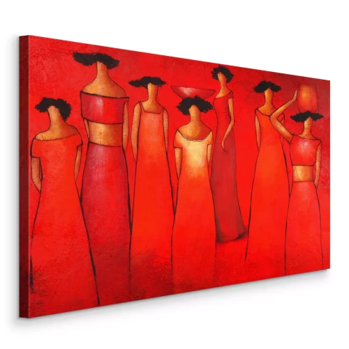 Tableau  Un groupe de femmes en robes rouges