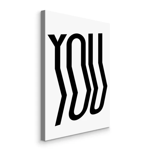 Tableau  Lettrage incurvé noir et blanc « You »