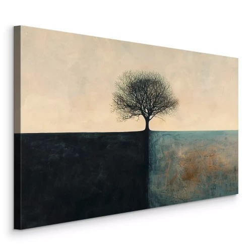 Tableau  Paysage surréaliste avec un arbre sur fond beige