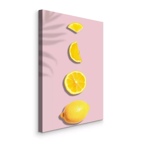 Tableau  Tranches de citron sur fond rose