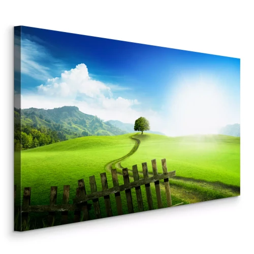 Tableau  Un chemin de campagne menant à une colline verdoyante