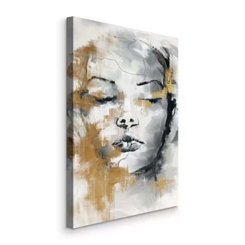 Tableau  Visage de femme artiste avec dorure