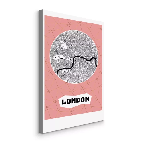Tableau  Carte de ville stylisée sur fond rose