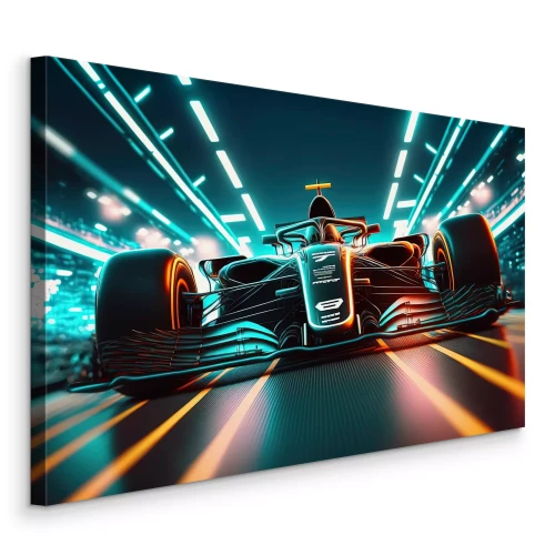 Tableau  Une voiture de course qui file à toute allure dans les lumières