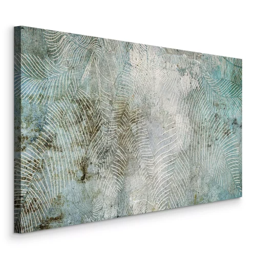 Tableau  Motif botanique avec des feuilles sur fond béton