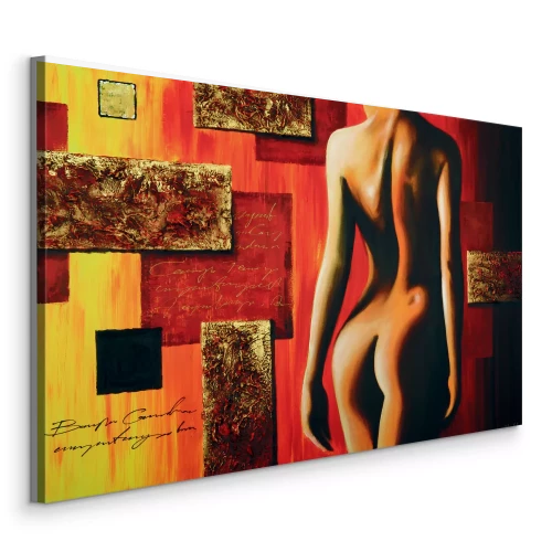 Tableau  Silhouette nue d'une femme sur un fond géométrique