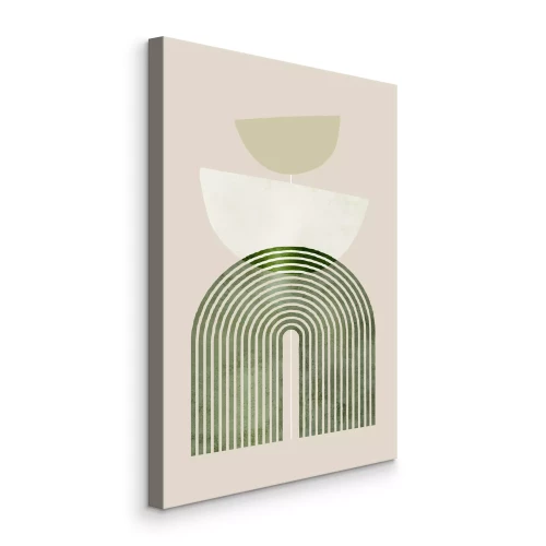 Tableau  Géométrie verte et arcs sur fond beige