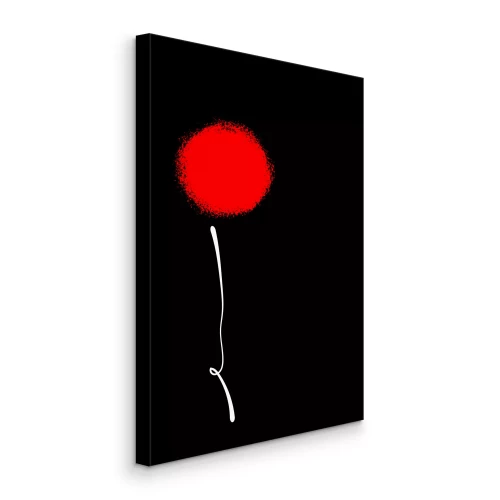 Tableau  Pissenlit rouge abstrait sur fond noir