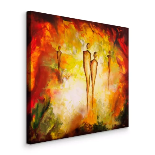 Tableau  Figures abstraites dans une aura jaune-orange