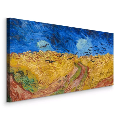 Tableau  La moisson du blé et le vol des corbeaux noirs