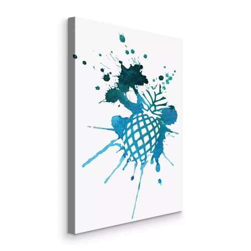 Tableau  Ananas aquarelle avec des éclaboussures turquoise