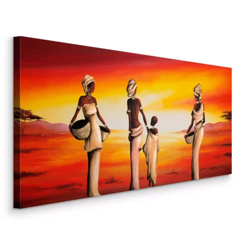 Tableau  Femmes avec un enfant sur fond d'Afrique de l'Ouest