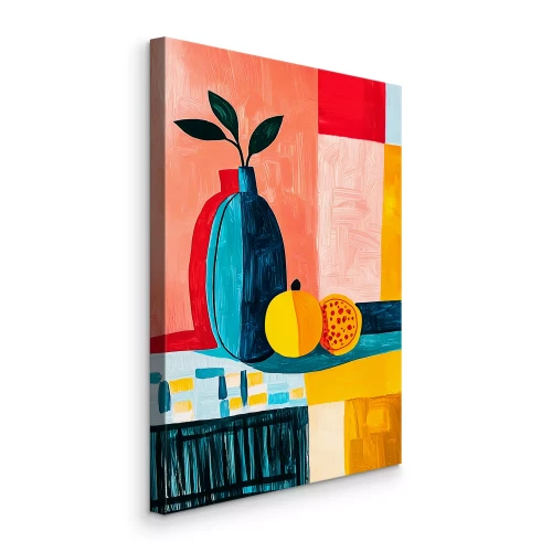 Tableau  Nature morte sur fond abstrait coloré