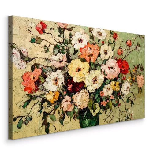 Tableau  Fleurs colorées dans un vase de style pictural