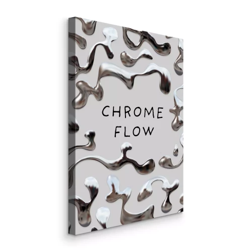 Tableau  Formes de chrome liquide dispersées sur fond gris