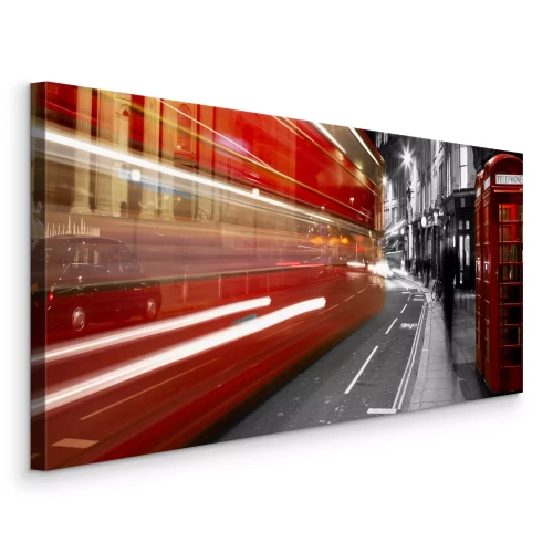 Tableau  Bus rouge et cabine téléphonique