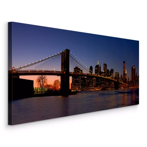 Tableau  Le fleuve et le pont de Brooklyn dans le paysage