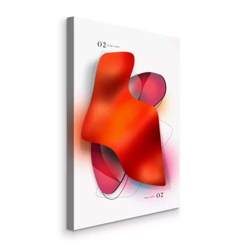 Tableau  Une composition géométrique fluide dans les tons orange et rose