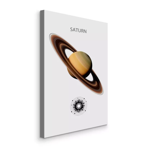 Tableau  Saturne avec un anneau dans le système solaire