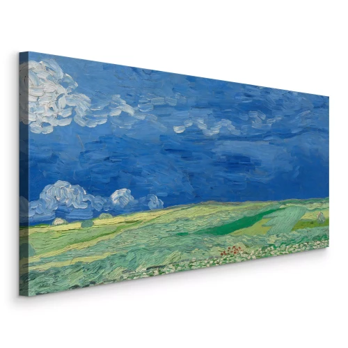 Tableau  Des champs de blé sous un ciel sombre avant l'orage