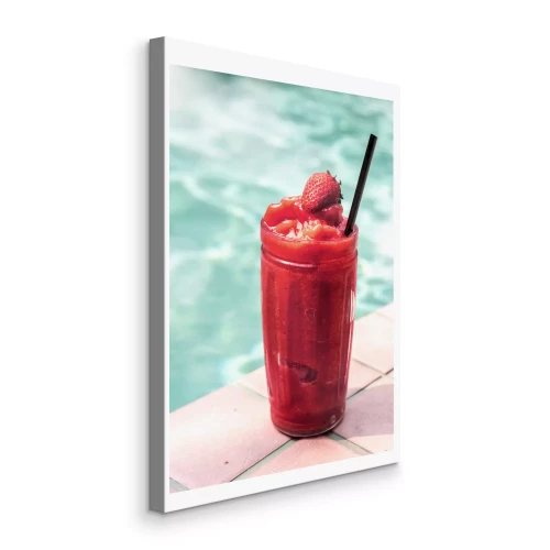 Tableau  Cocktail d'été aux fraises au bord de la piscine
