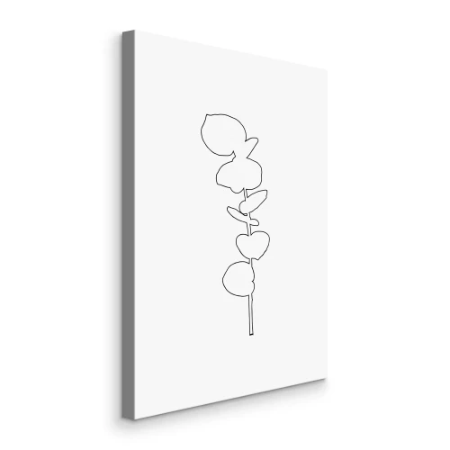 Tableau  Dessin au trait simple d'une brindille aux feuilles rondes