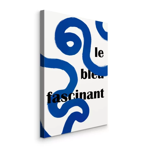 Tableau  Abstraction avec lettrage français et lignes bleues