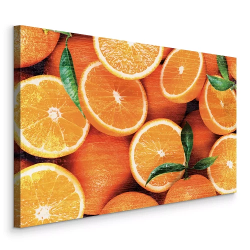 Tableau  Oranges juteuses avec feuilles
