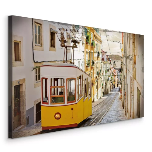 Tableau  Paysage urbain avec un tramway jaune