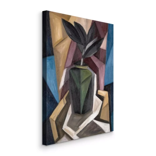 Tableau  Un vase entouré de structures géométriques