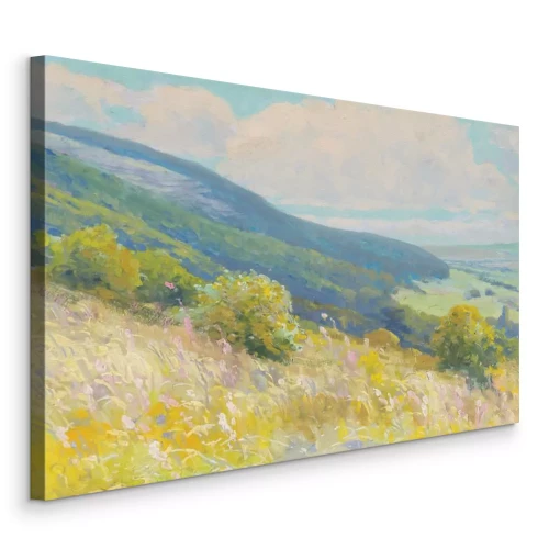 Tableau  Pentes végétalisées sous la lumière d'un matin d'été