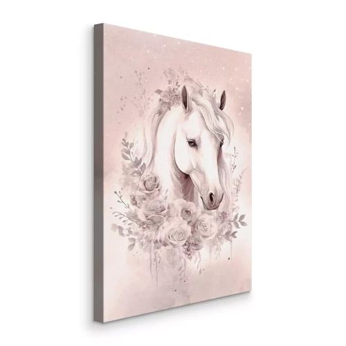 Tableau  Tête de cheval artistique ornée de fleurs