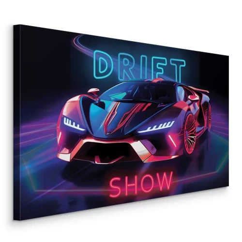 Tableau  Une voiture de sport avec des néons
