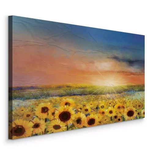 Tableau  Tournesols dorés sous la lumière du soleil couchant