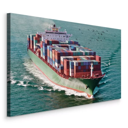 Tableau  Un immense cargo traversant le vaste océan