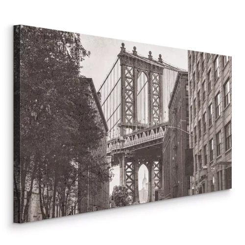 Tableau  Rues pavées de gris avec un pont en arrière-plan