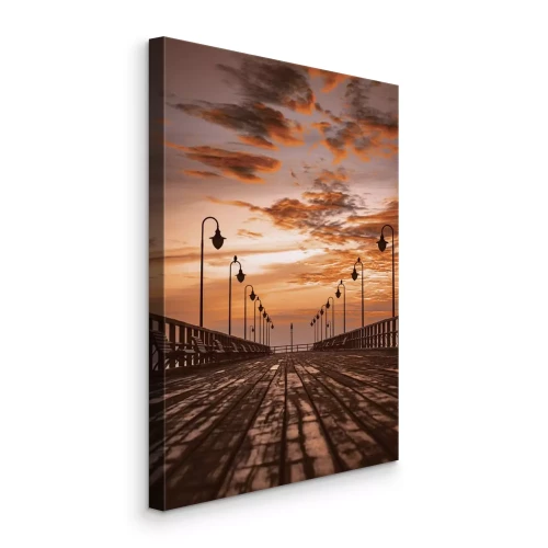 Tableau  Une jetée en bois paisible sous la lumière du soleil couchant